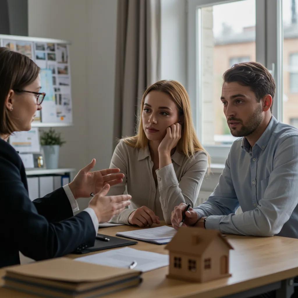 Conveyancing solicitor explaining the process to a first-time buyer, highlighting support and guidance