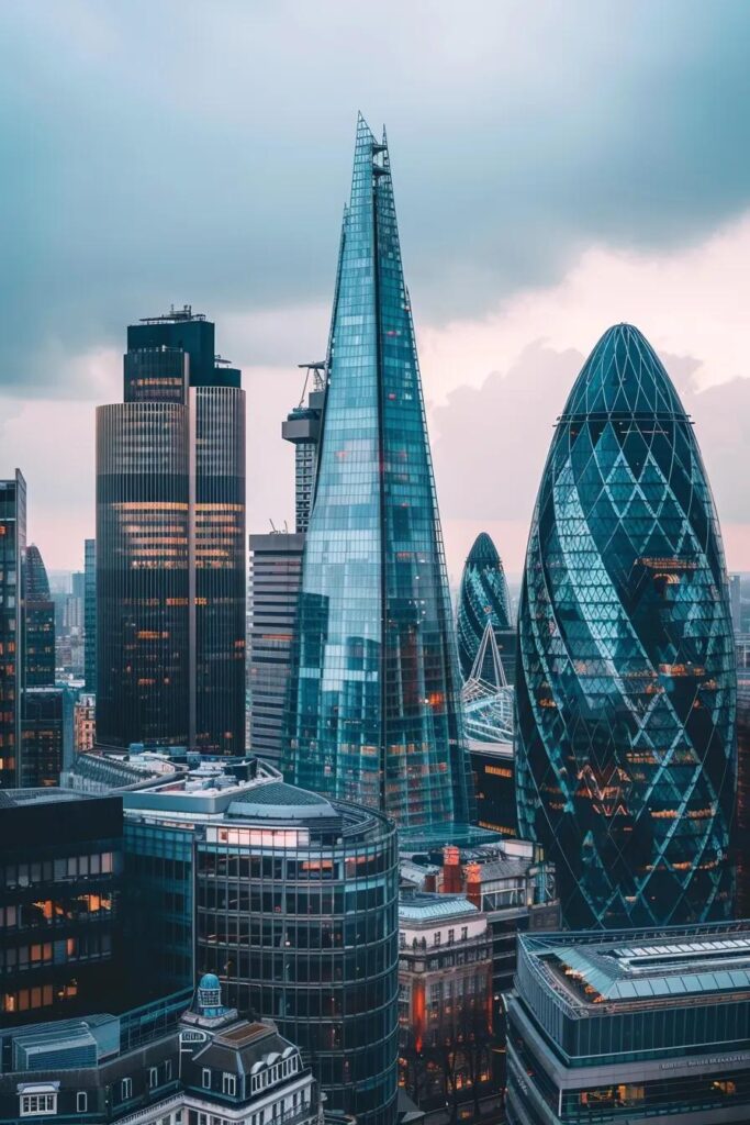 Modern London skyline showcasing residential buildings relevant to leasehold conveyancing