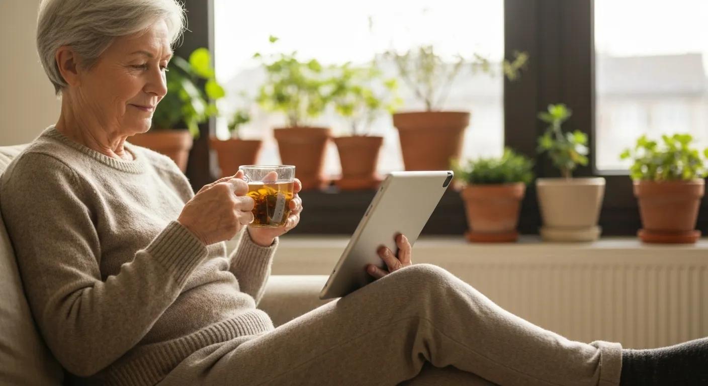 Older adult navigating an online conveyancing platform on a tablet