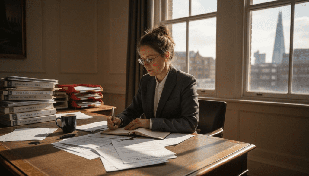 Solicitor reviewing property sale documents