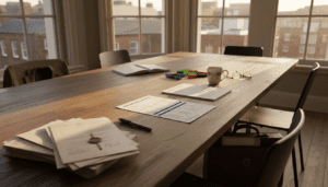 Couple meeting with conveyancer in office