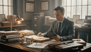 Solicitor reviewing UK property title deeds