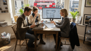 London buyers meeting with estate agent